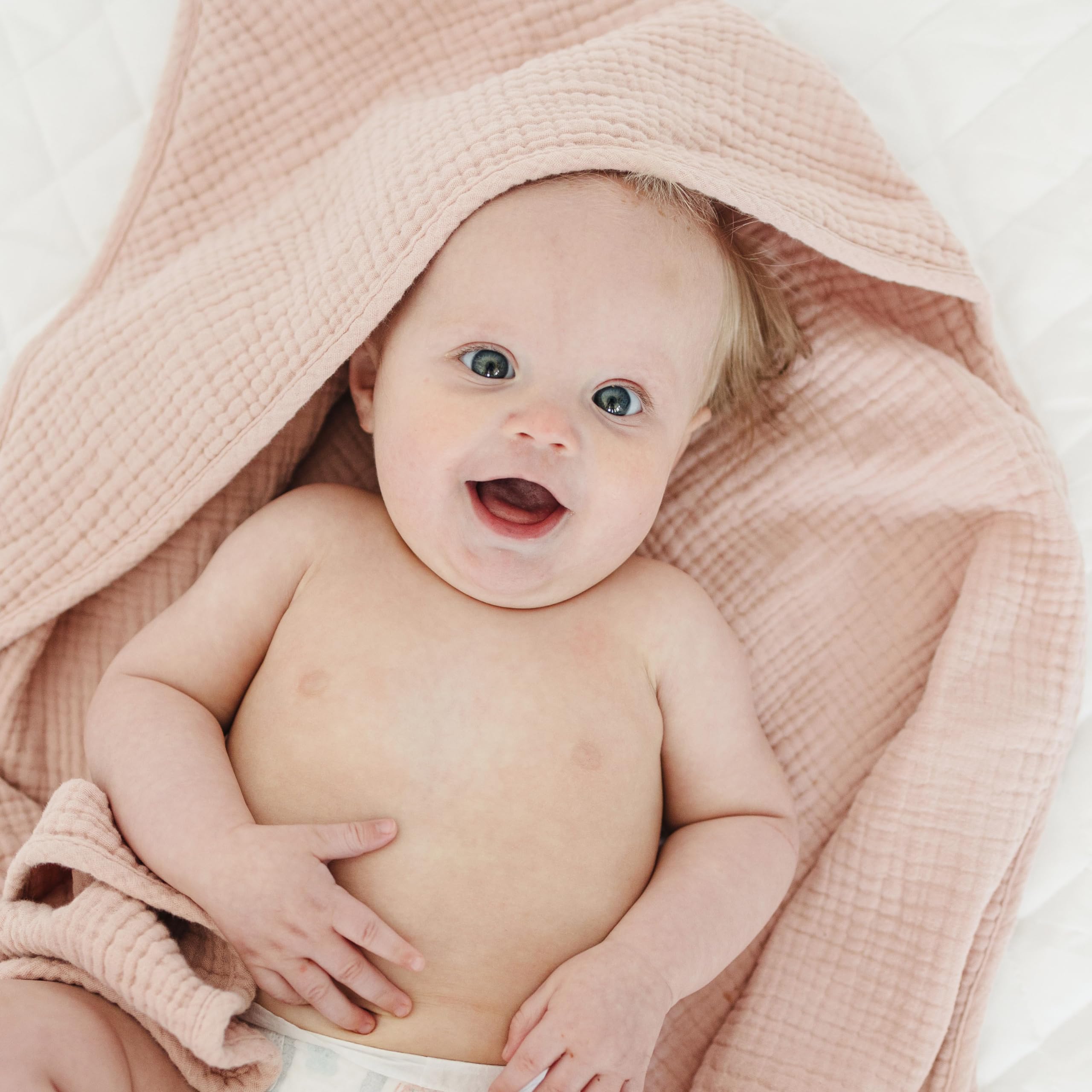 MairMore Toallas de muselina con capucha para recién nacidos, 100 % algodón, toallas de baño para bebé, suaves y absorbentes, toalla de bebé con capucha para niños y niñas, tamaño grande, 81 x 81 cm