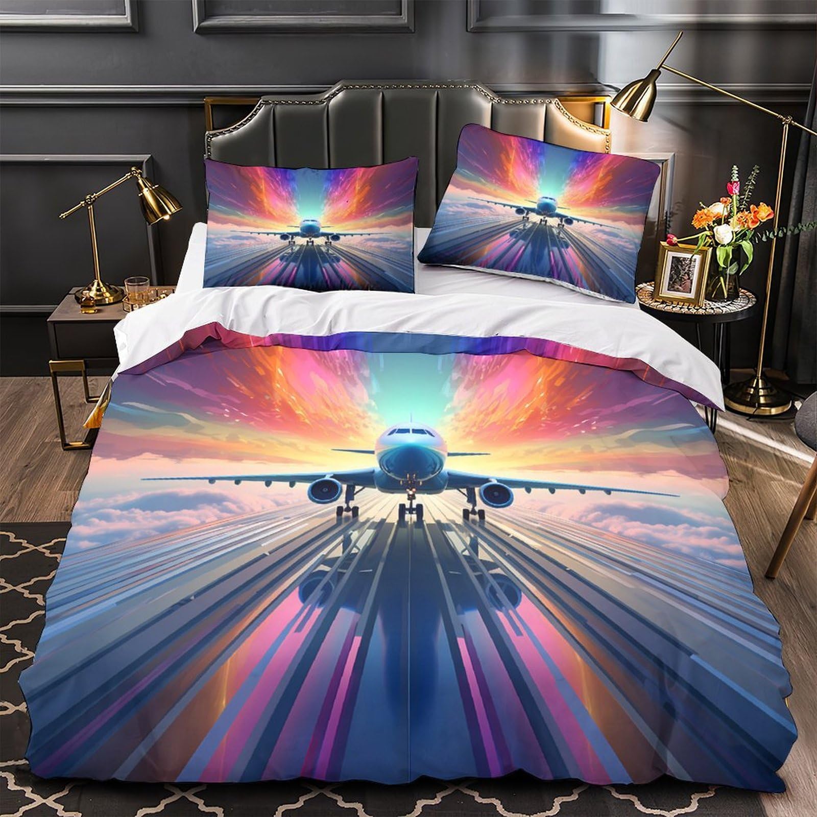 Housse de couette hypoallergique avion pour un sommeil sain des enfants et ados