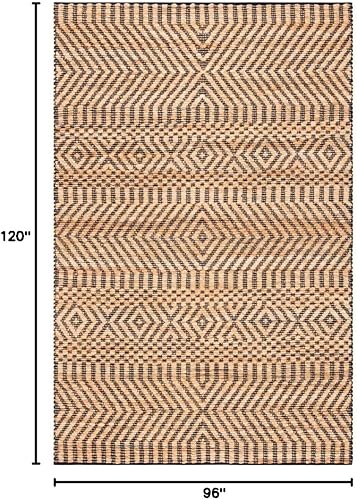 Miniatura 7 de SAFAVIEH Kilim Collection - Alfombra de área de 9 x 12 pies, natural y negro, yute bohemio hecho a mano, ideal para zonas de alto tráfico en sala de