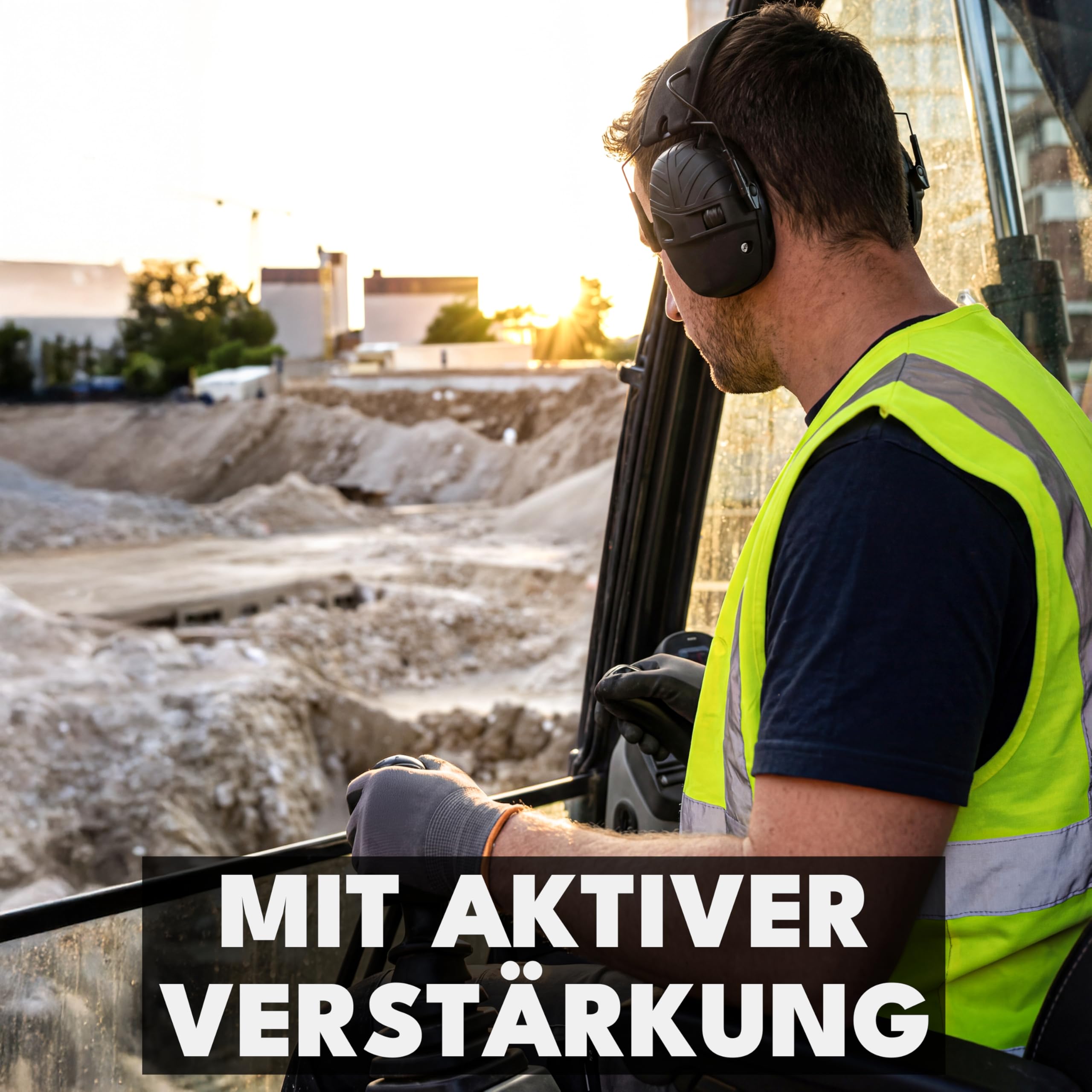ACE Alpha Capsule Gehörschutz - Aktiver Ohrschutz für Arbeit/Jagd/Schießen - EN 352 - Schwarz