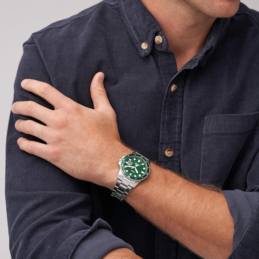 FOSSIL 腕時計 ダークグリーン レザー No.359】ベルトを付け替え用にダークグリーンのボアレザー
