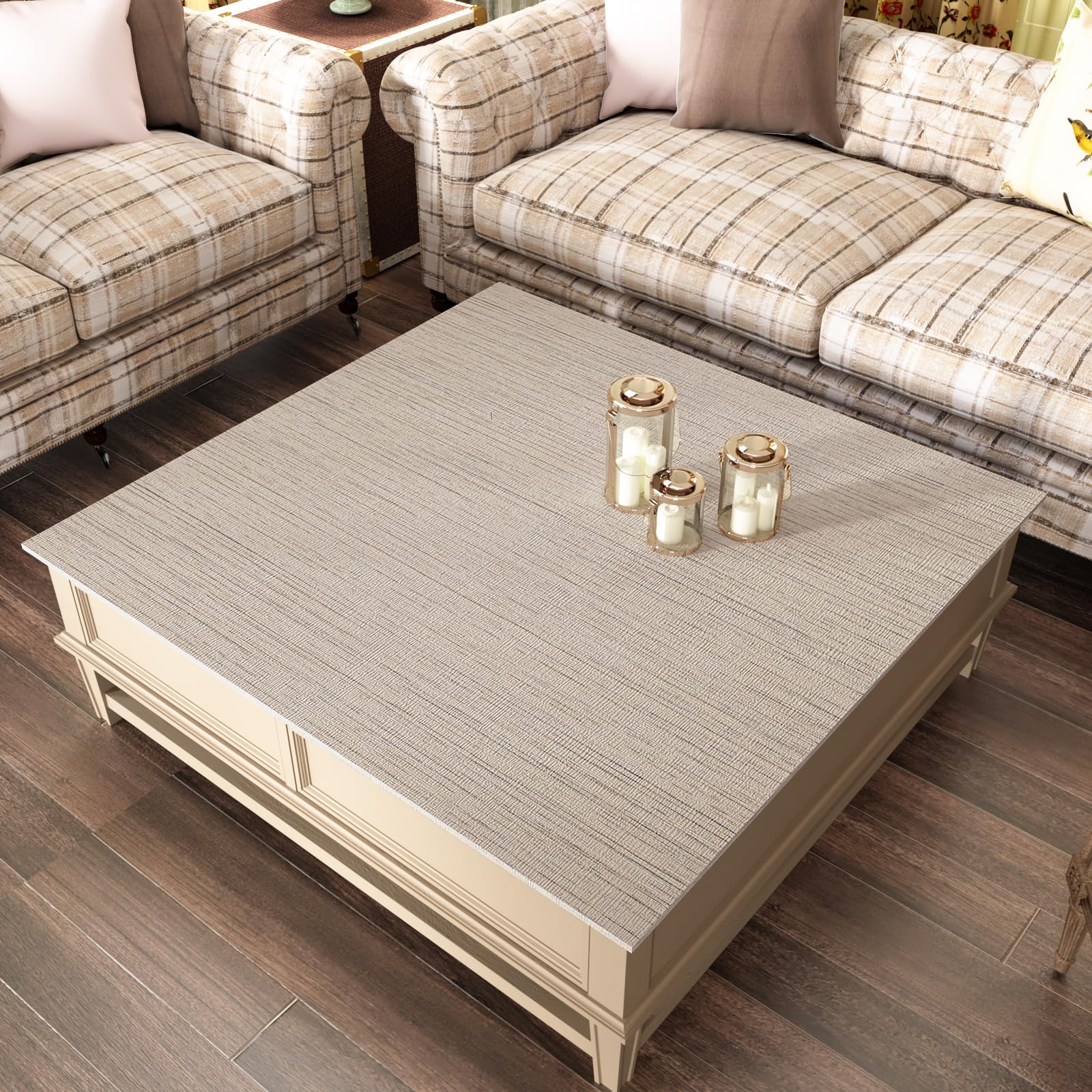 CRE8TIVE Carta da Parati Adesiva Lino Beige Muro Tessuto Non Tessuto Pellicola Adesiva per Mobili Cucina Camera da Letto Soggiorno 30cm x 200cm