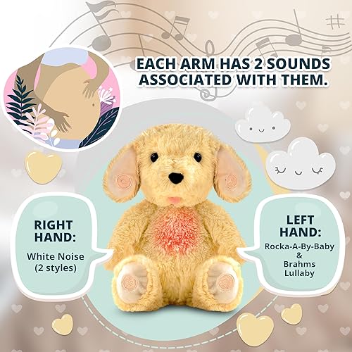 Miniatura 5 de Bedtime - Chupetes para dormir, latidos cardíacos activados por llanto, animal de peluche para bebé, recién nacido, luz relajante, música de cuna,