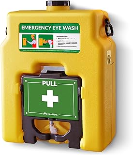 MAASTERS 14 Gallon Portable Eye Wash Station, Wall Mount Eyewash Station OSHA-Compliant, Emergency Eye Wash Station with Mirror & Dual Spray