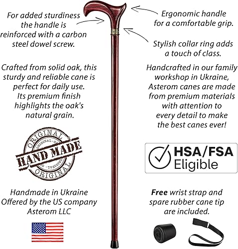 Miniatura 39 de Asterom Walking Cane - Handmade, Ergonomic, Wooden - Canes for Men & Women - Walking Sticks for Seniors, Unique, Wood #1 Walnut