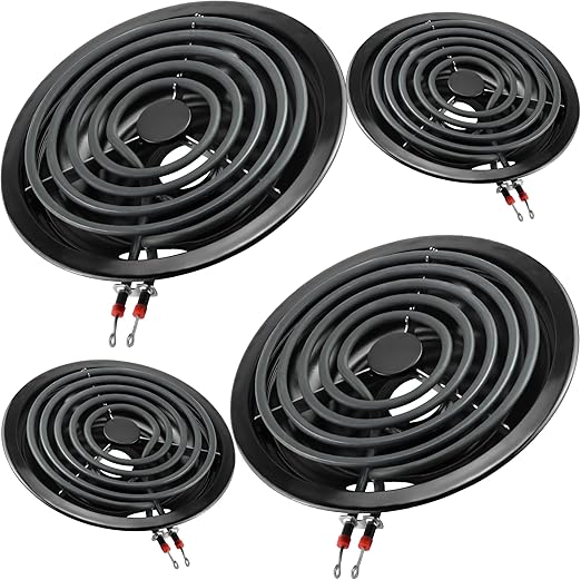 Black Burner Drip Pans Kit 5304430149(6")5304430150(8")&Electric Stove Burners Kit MP15YA(6") MP21YA(8") Compatible for Frigi-daire Ken-more Electric Range Stove Replaces 318067041 318067051 by MIFLUS