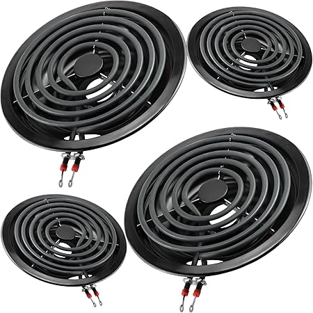 Black Burner Drip Pans Kit 5304430149(6")5304430150(8")&Electric Stove Burners Kit MP15YA(6") MP21YA(8") Compatible for Frigi-daire Ken-more Electric Range Stove Replaces 318067041 318067051 by MIFLUS