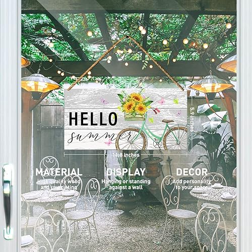 Miniatura 2 de Letrero decorativo para puerta delantera, dulce verano, flora de verano, bicicleta, letrero de bienvenida para el hogar, porche, cocina, comedor,