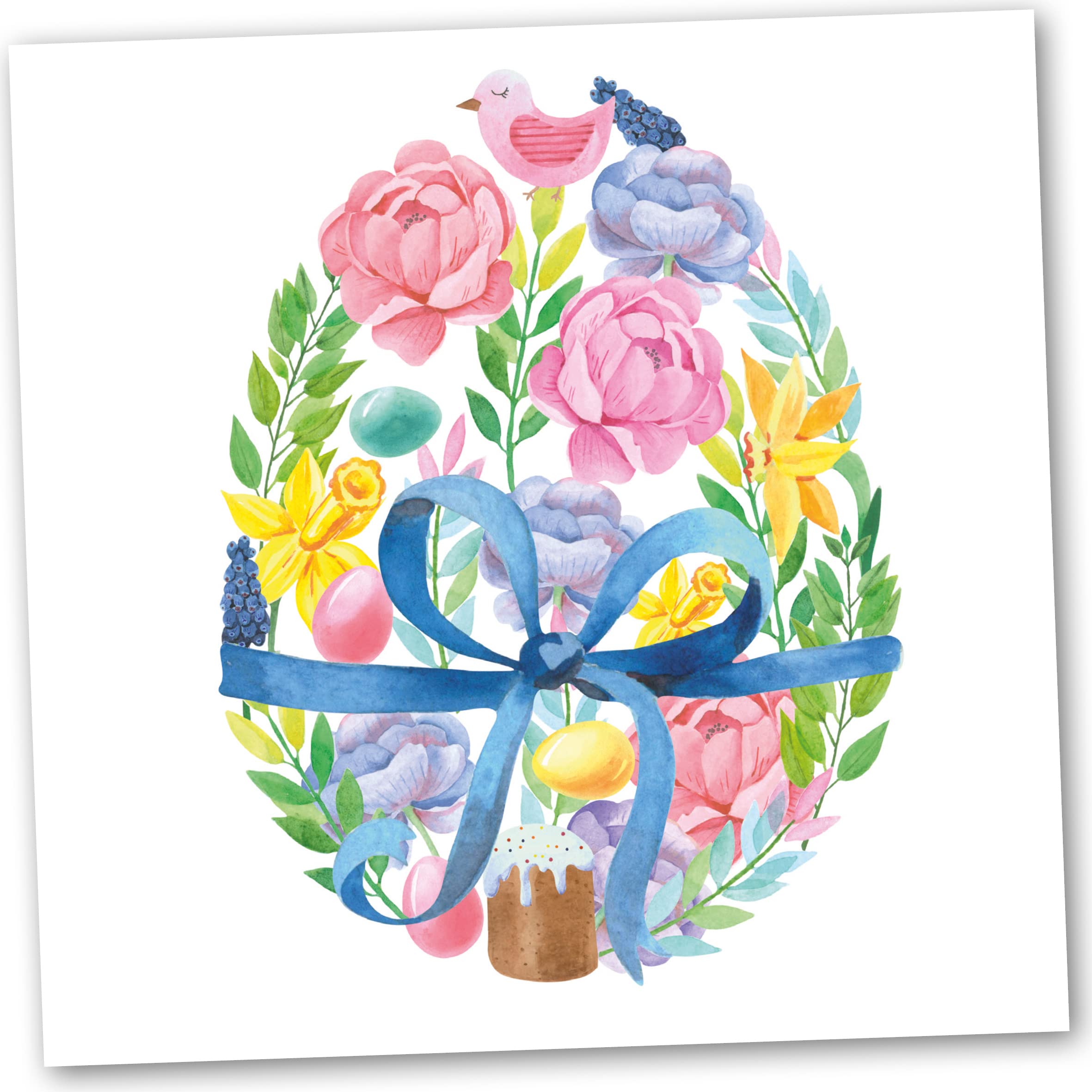 Easter Card. Floral Egg Design with matching Envelope. 150x150mm. Ecofriendly. Blank Inside. Printed and Packed in UK.