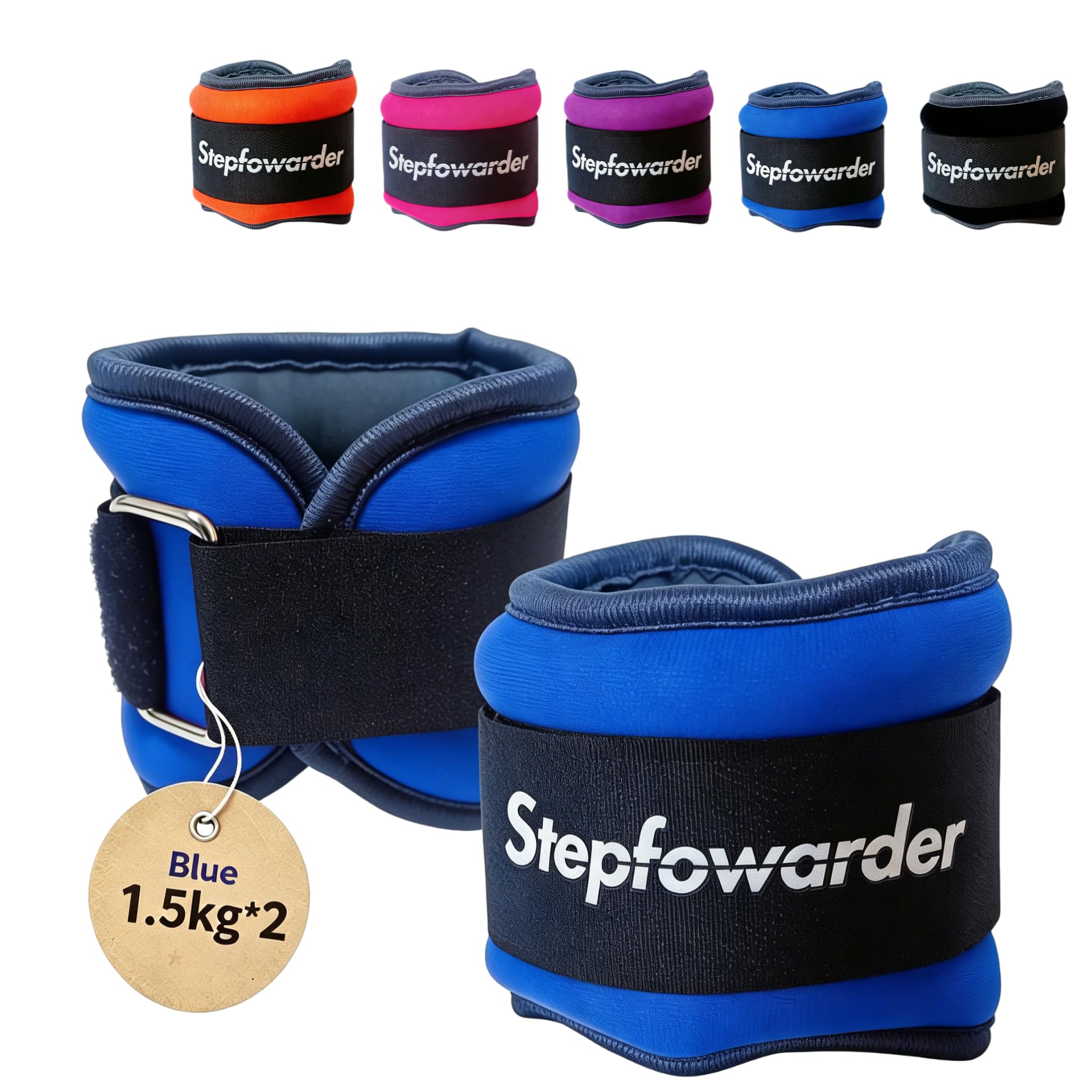 Stepfowarder 2er Set Gewichtsmanschetten 0.3-1.0kg, Gewichtsmanschette Fuß Gewichte für Beine und Arme, 3 Farbvarianten, Laufgewichte für Hand- und Fußgelenke