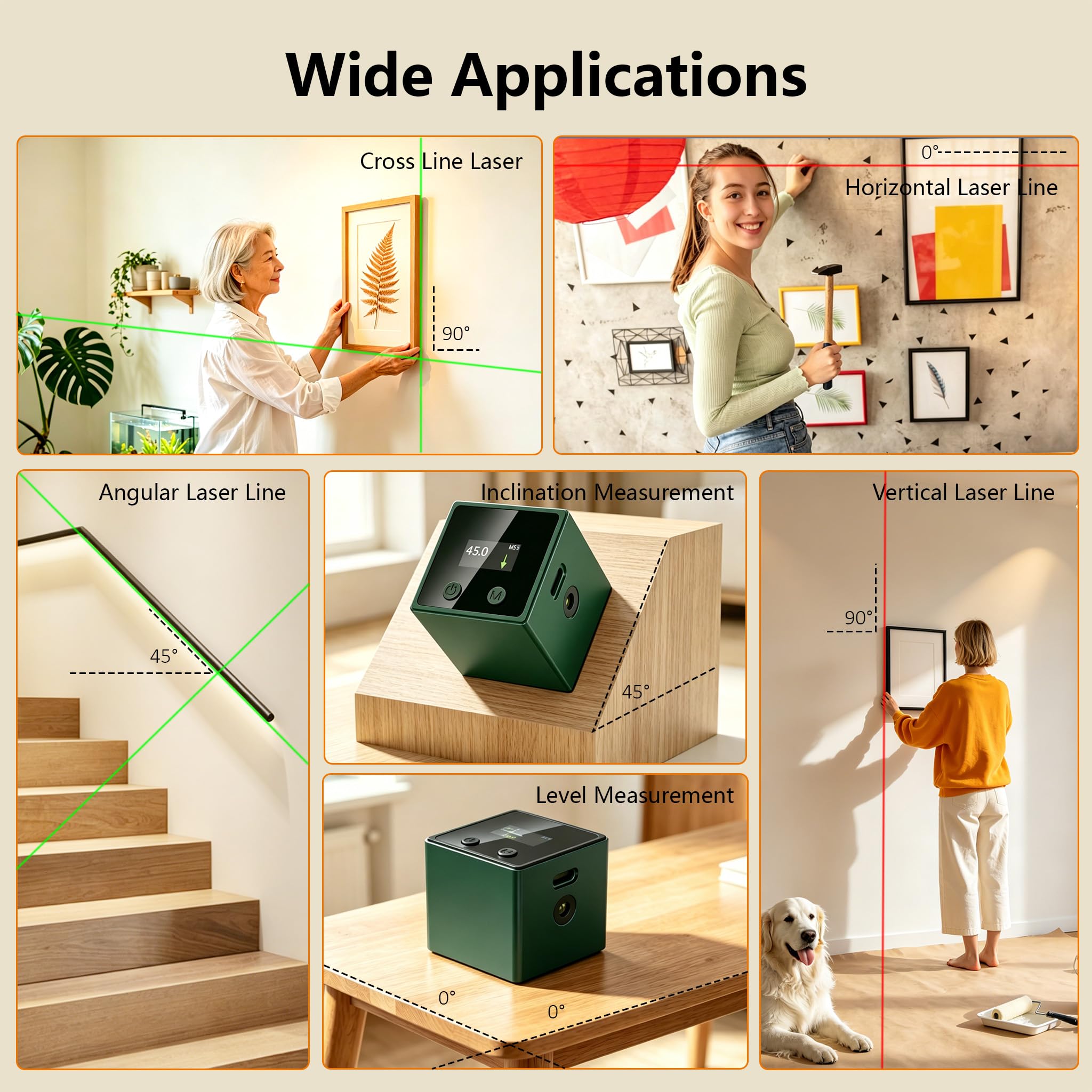 5-in-1 Laser Level - Angle Finder & Green/Red Laser -7
