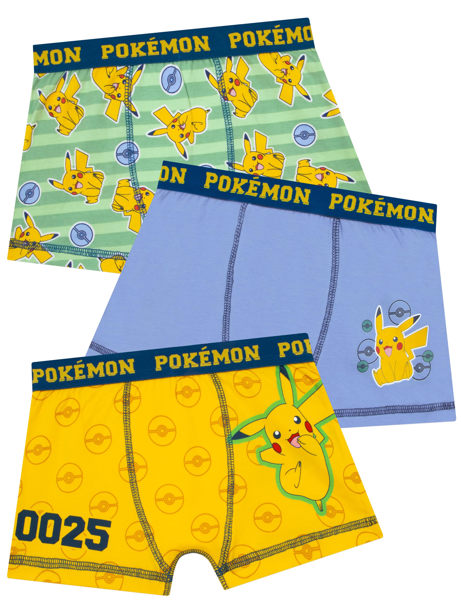 Pokemon Underwear 3 Pack Pikachu Boxers For Boys Cotton Kids Underwear
