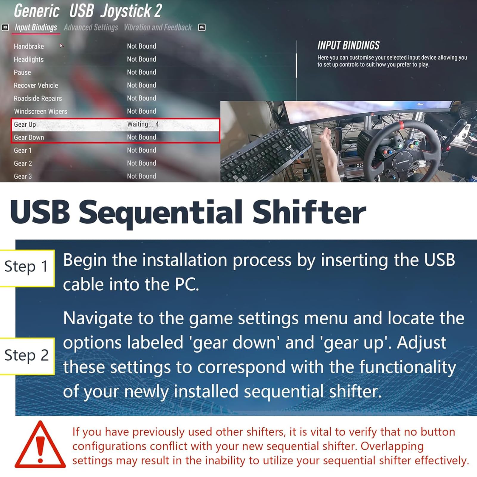 Leva del cambio sequenziale in lega di alluminio PC gioco da corsa Plug and Play Controller per la maggior parte dei giochi da corsa sequenziali USB