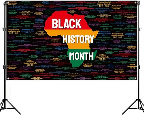 Nepnuser Telón de fondo negro para cabina de fotos del mes de la historia negra, gente famosa afroamericana, festival de patrimonio afroamericano,