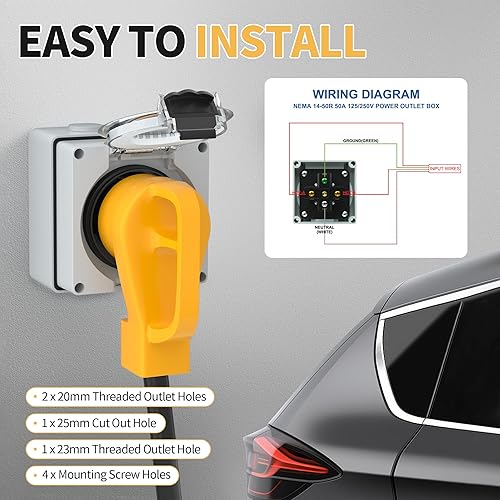 Miniatura 4 de Joinfworld Caja de salida RV de 50 amperios, 125250 V NEMA 14-50R Receptáculo de RV con certificación ETL, panel de toma de corriente eléctrica