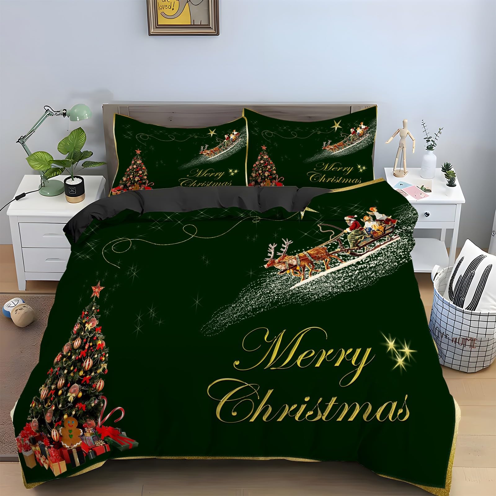Ensemble de literie 3 pièces motif Noël à offrir pour les fêtes