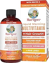 MaryRuth Organics Liquid Multivitamin+Hair Growth | Biotin 10000mcg | Lustriva Hair Growth Supplement | Clinically Tested in Women for Thicker Hair&Facial Wrinkle | Skin Care | Ages 18+ | 15.22 Fl Oz