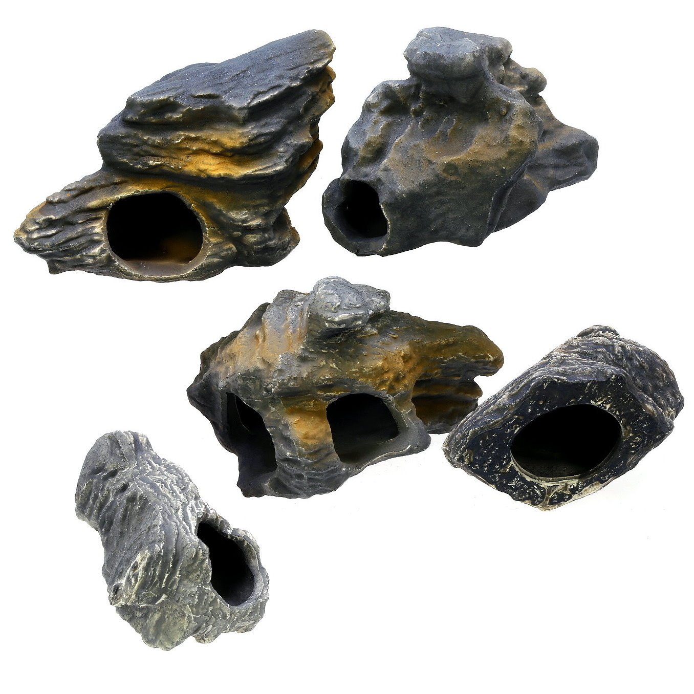 Dr Moss Cichlid Stone 5 Pc Luxury Set Ceramic Rock Cave