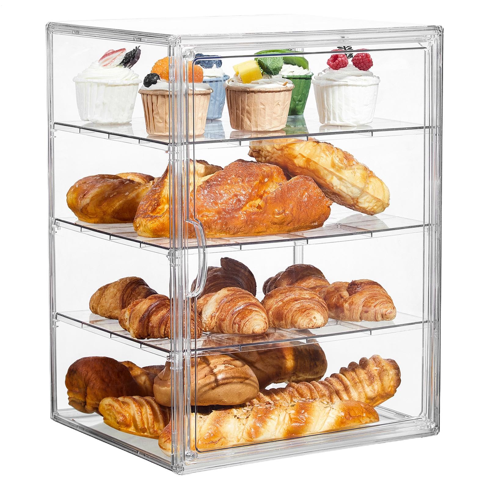 Vetrina per Pasticceria Dispenser per Dessert a 4 Livelli Scatola per Pane | Contenitori Ermetici per Conservazione Alimenti in Cucina per Pane