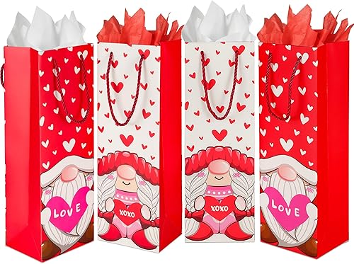 Miniatura 1 de ASOEMERZ Bolsas de regalo de vino con pañuelos, 12 bolsas para botellas de vino tinto con asa para botellas de vino del día de la madre, whisky,