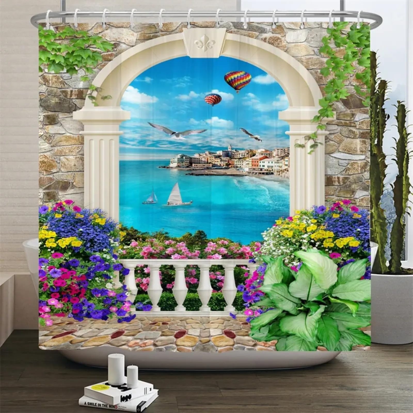 Écrans de salle de bain en tissu lavable de haute qualité florale 125x225cm