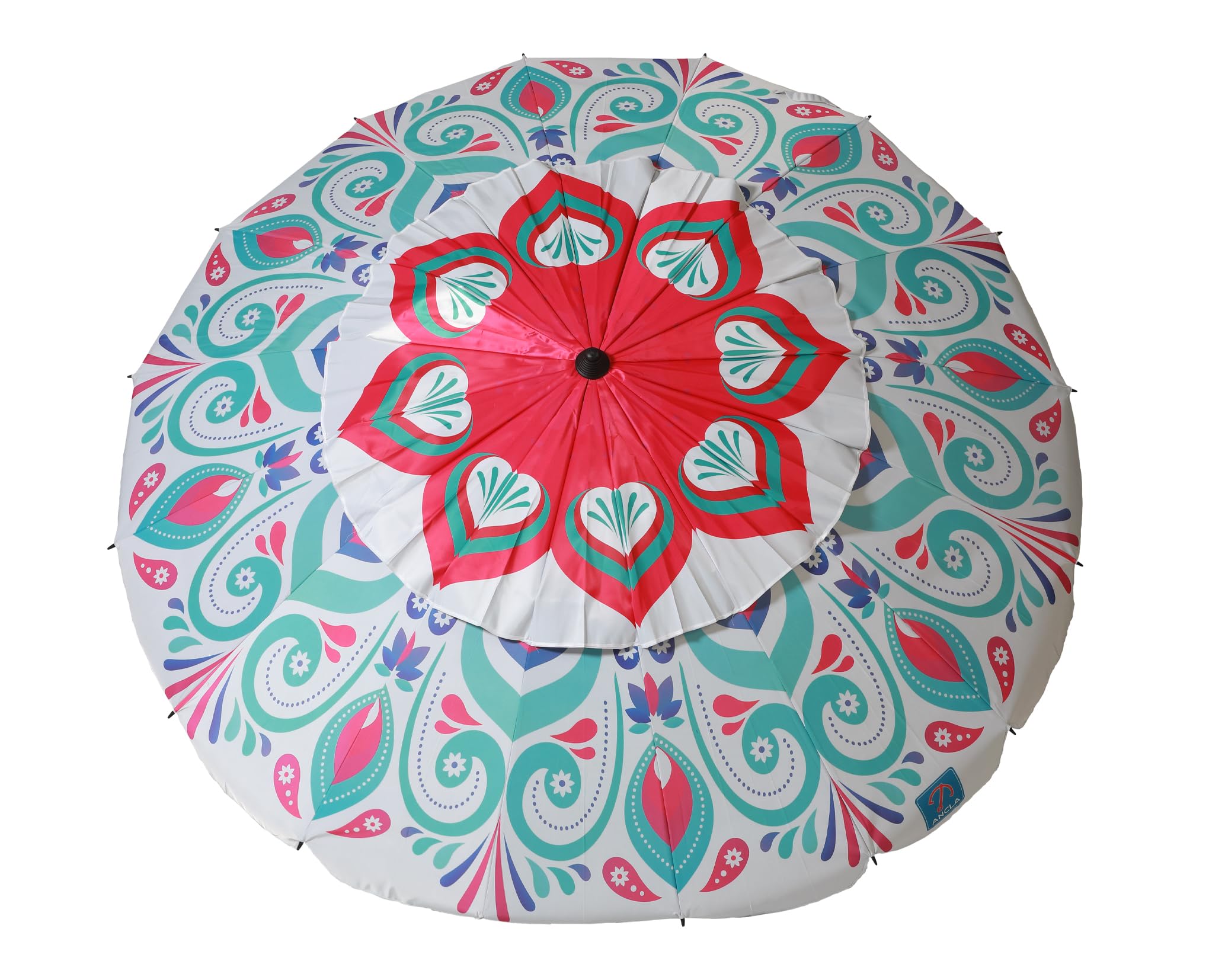 Atosa sombrilla de playa reclinable de aluminio modelo mándala floral con upf 50+ rosa