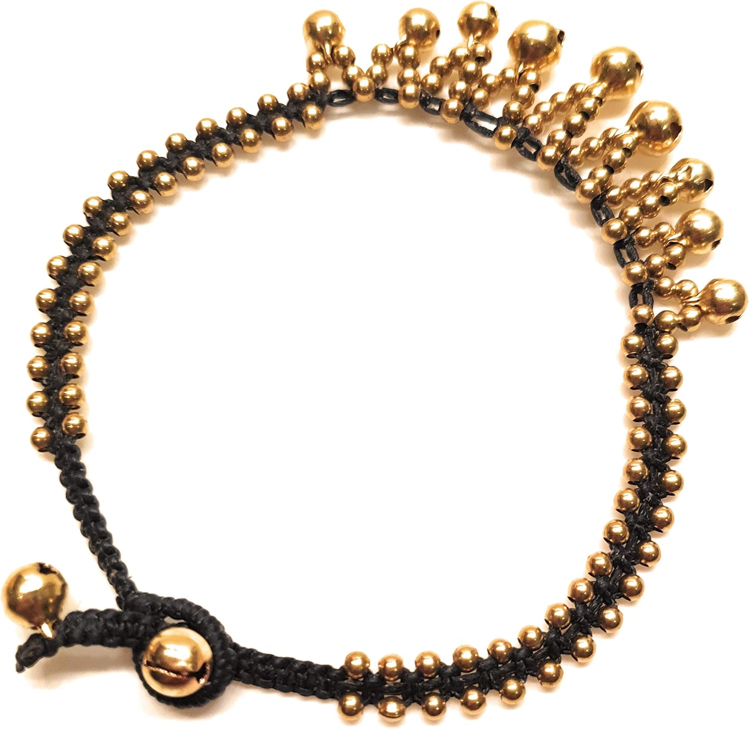 Infinityee888 Anklet Bells Adjustable Brass Bell bead Rope Braided Ankle Bracelet Indian Boho Handmade Charm Anklets for Women, Teengirl-BCBEL1 - Image 2