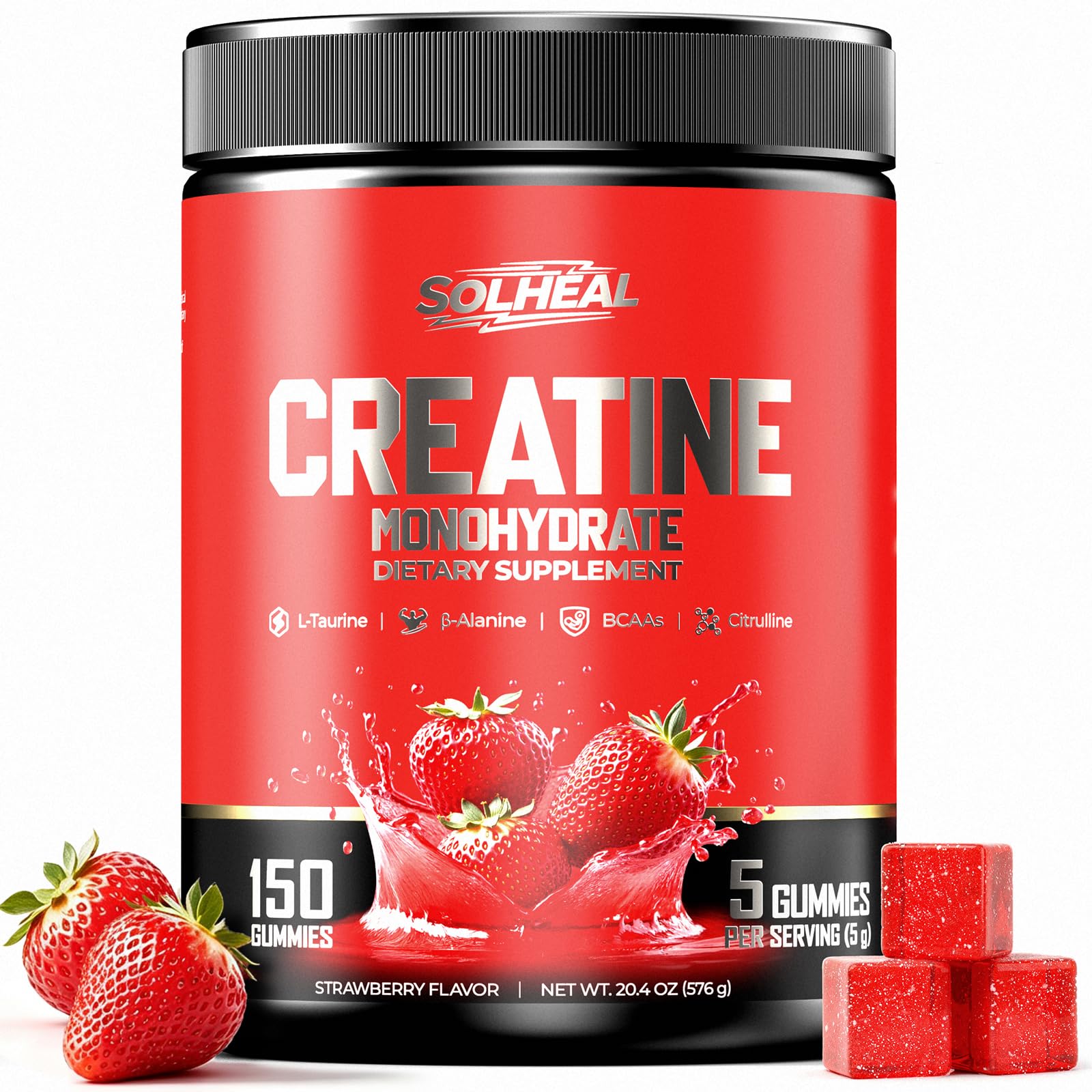 NSF 5g Real Creatine Monohydrate Gummies Redefine Strength Gains, All-in-One Advanced Formula to Boost Muscle, Endurance & Recovery, Pre-Workout Gummy for Men & Women 0 Sugar Low-Cal Vegan Gluten-Free