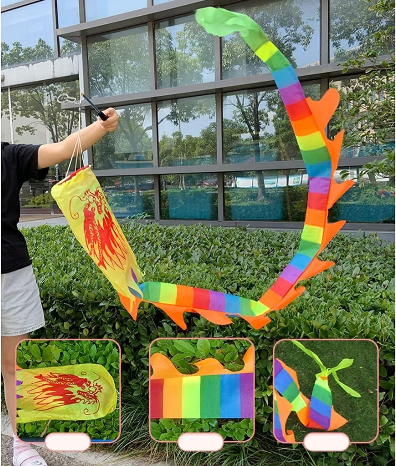 Drago Cinese per Feste Drago 3D del Nastro di Colore Seta per Lo Streamer Danza Fitness All'aperto Feste Cinesi in Italia(1.3m)