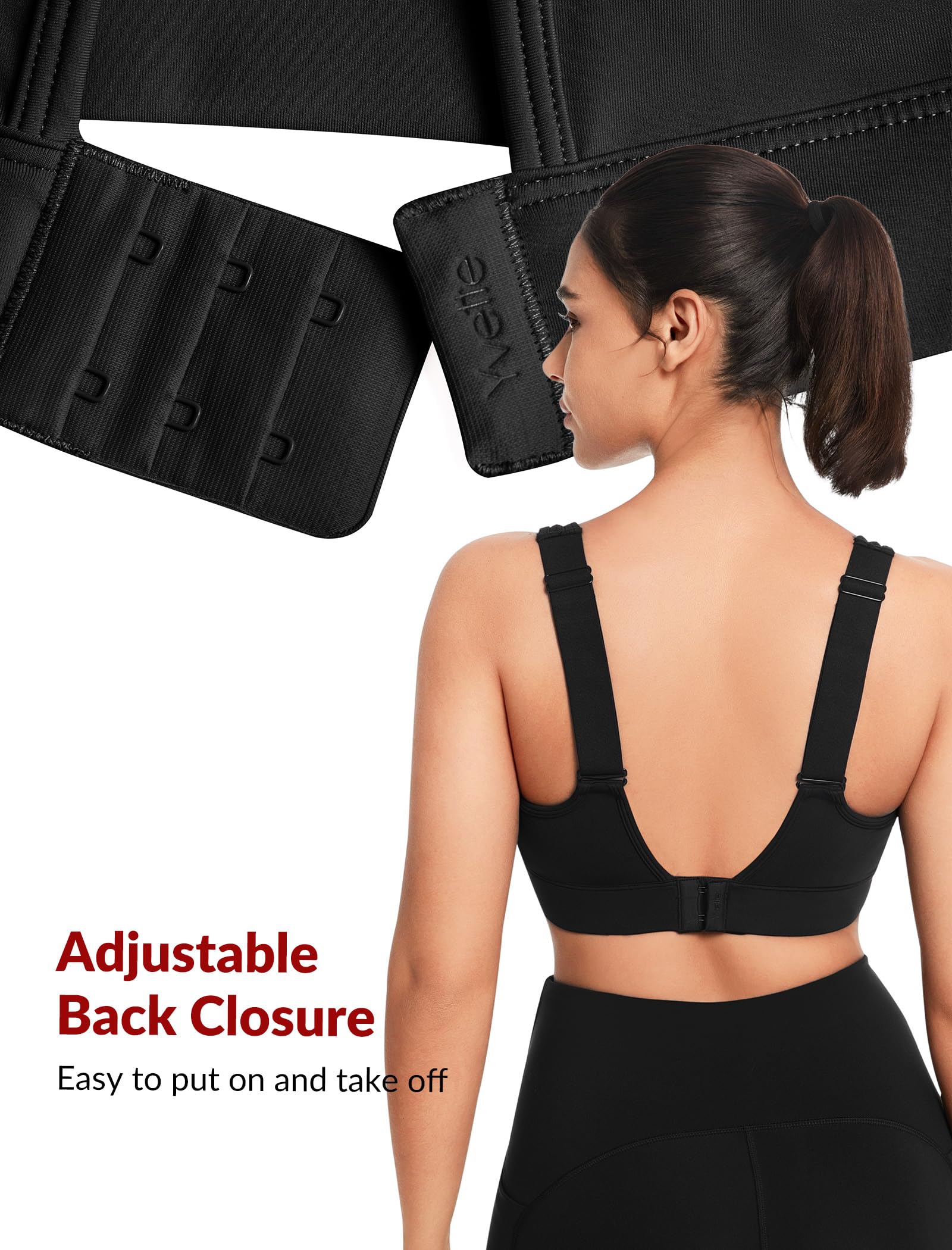 Yvette Reggiseno sportivo di supporto con chiusura frontale per le donne ad alto impatto Plus Size Reggiseno sportivo Supporto completo Esecuzione Allenamento