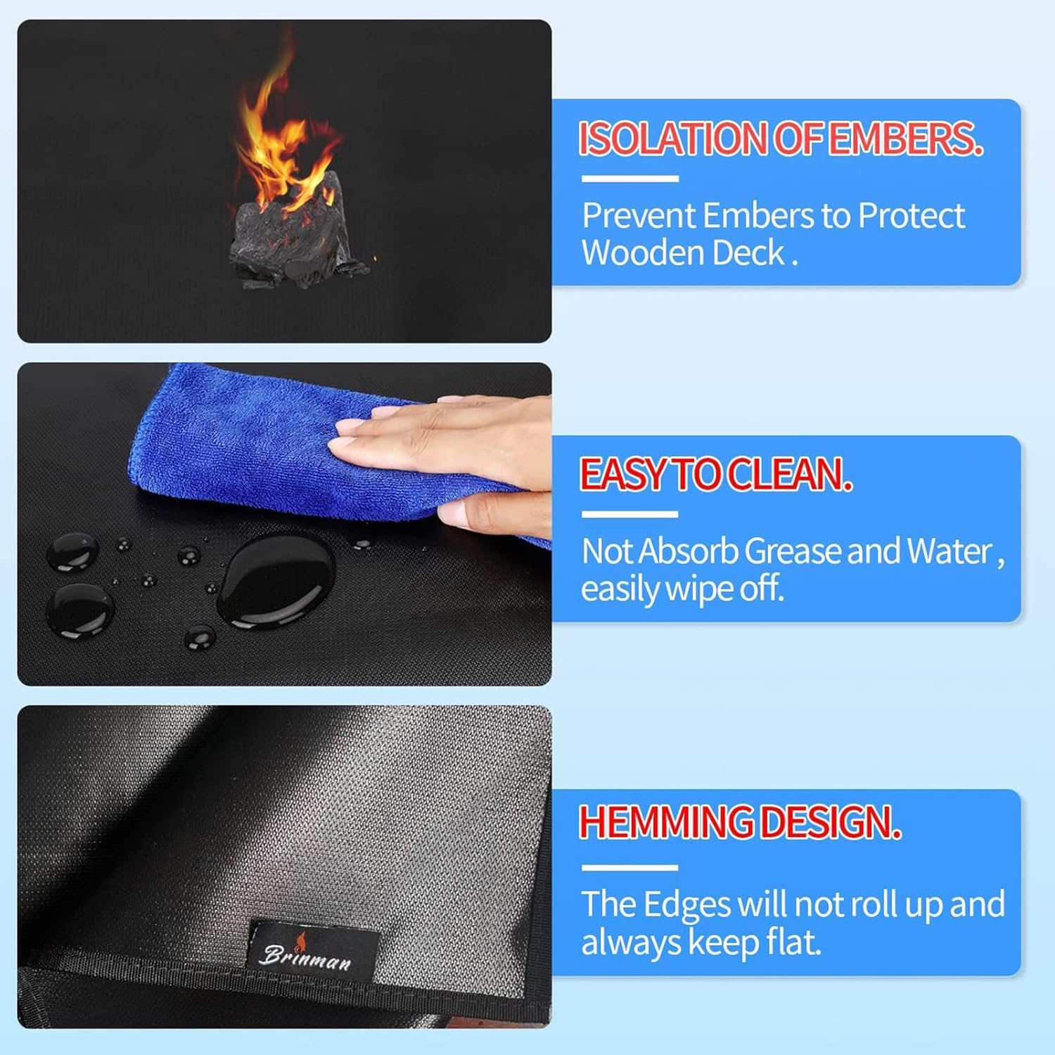 BBQ Mats for Grilling Under Grill,Reusable Outdoor Grill Floor Mat,Water Resistant & Oil Proof Deck Patio Protector Mat,Easy to Clean BBQ Floor Mats