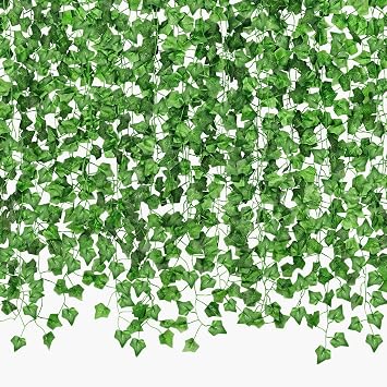 CQURE 96 Pack 672Ft Artificial Ivy Garland, Fake Vines UV Resistant Greenery Leaves Fake Plants Hanging Aesthetic Vines for Home Bedroom Party Garden Wall Room Decor