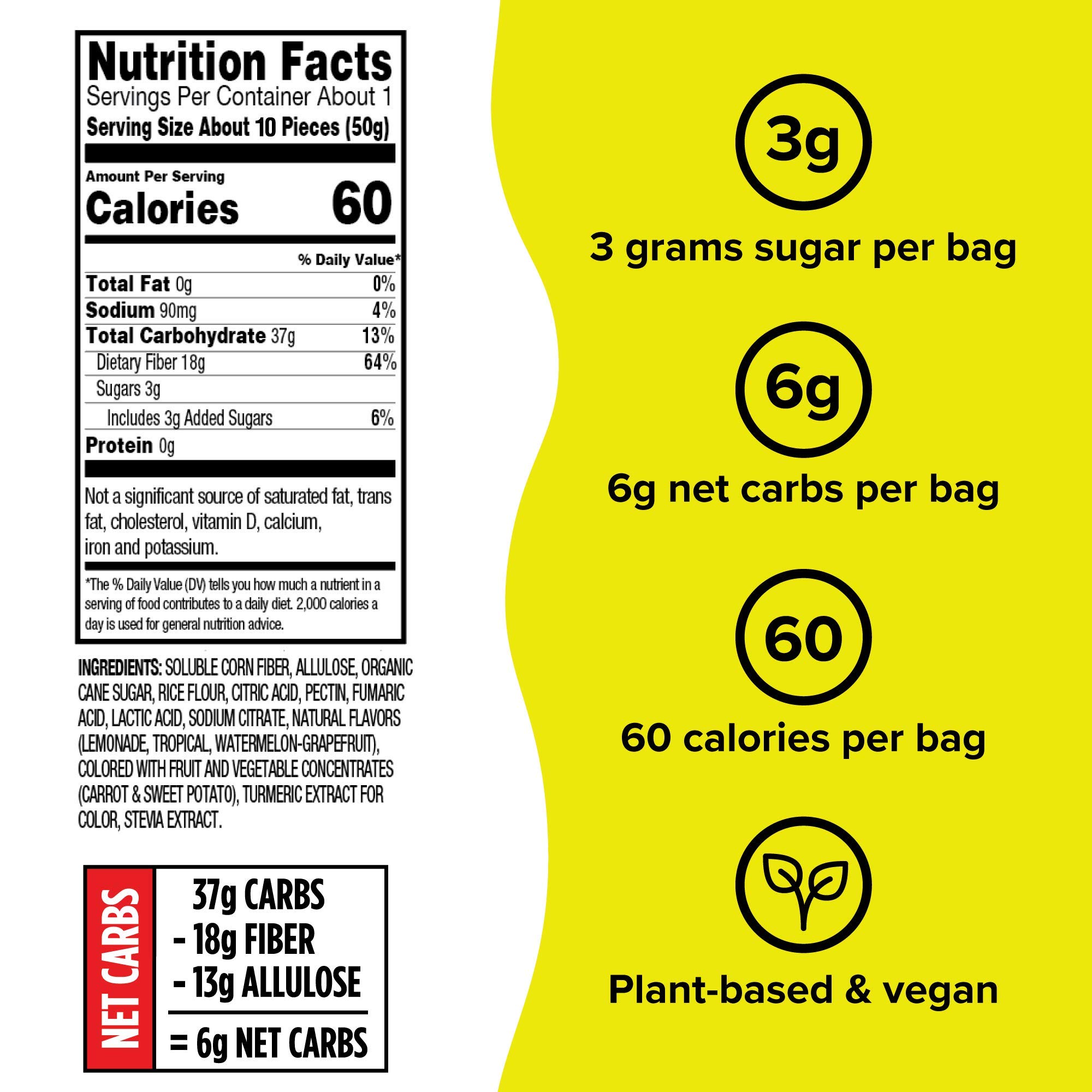 Project 7 Low Sugar Sour Gummy Worms Keto Candy & Vegan Candy with 3g