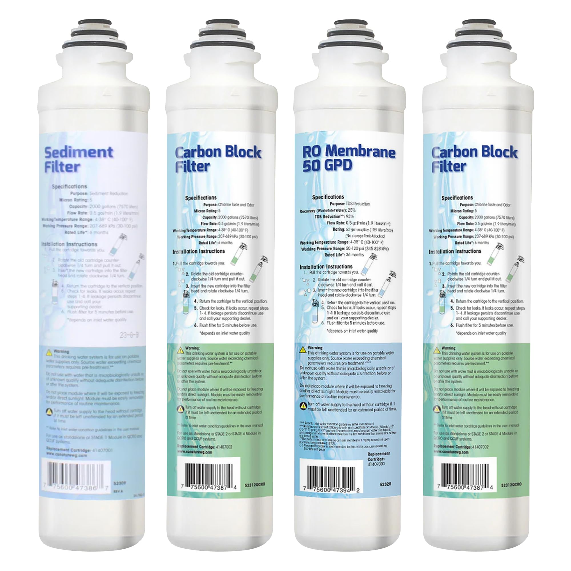 Aqua Flo Platinum QCRO - Kit completo de repuesto de filtro RO de 50 GPD, membrana de ósmosis inversa