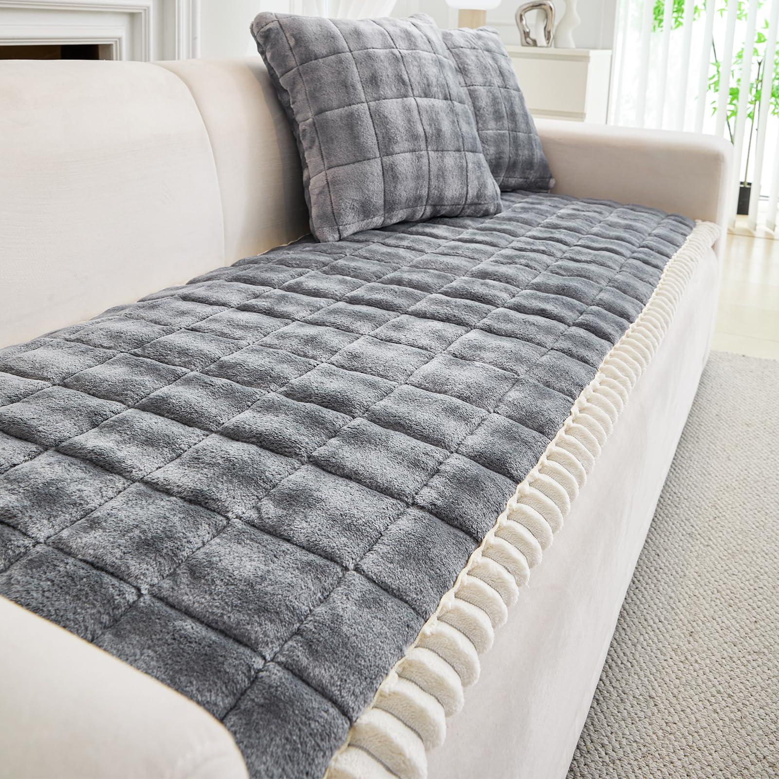 GKXLH New Thick Non-slip Sofa Cover 2 3 4 Seater (Dark Grey, 70x180cm/1 PC) — image 1