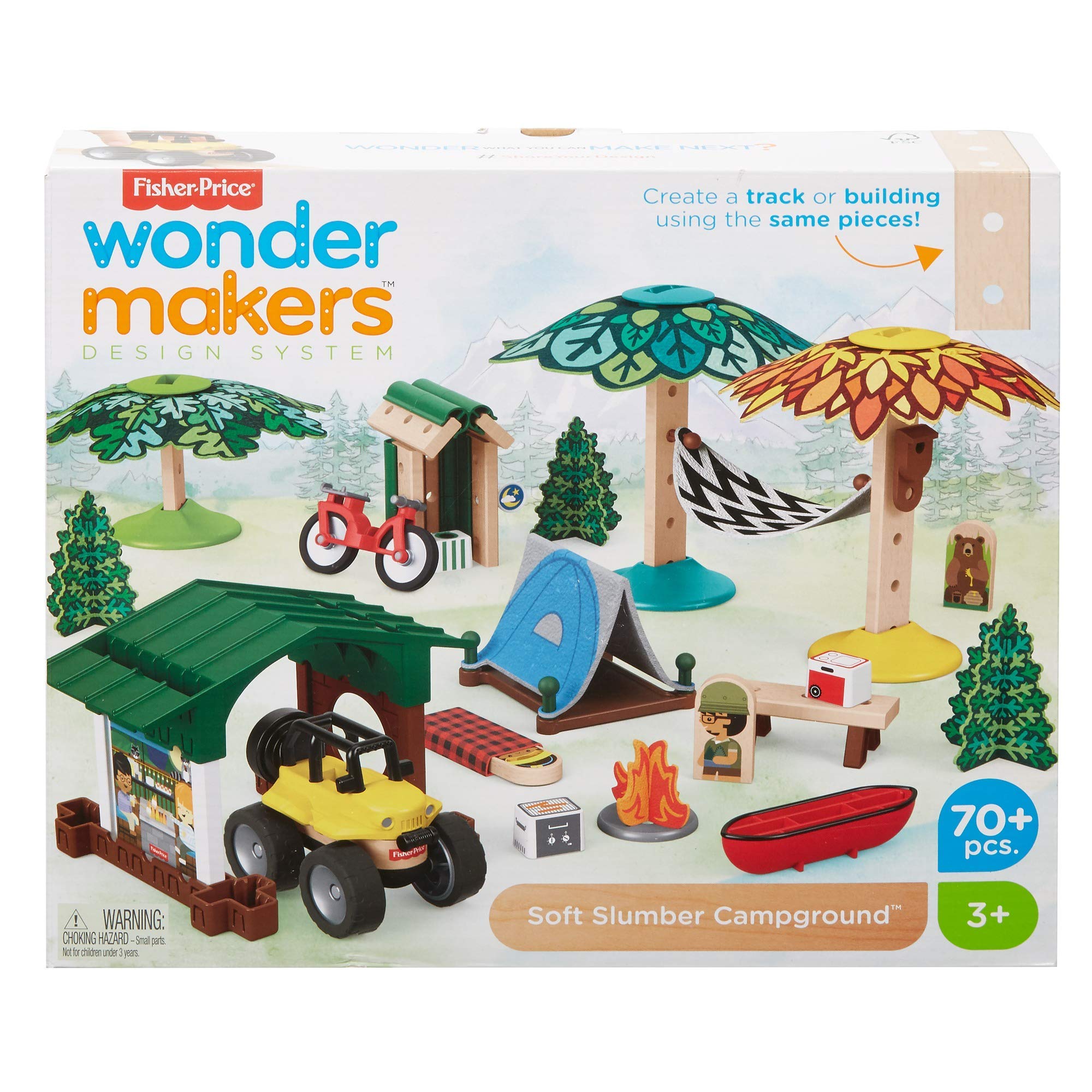 Fisher-Price - Wonder Makers Campeggio Set da Costruzione con più di 60 Pezzi, Giocattolo per Bambini 3+ Anni, GFJ10