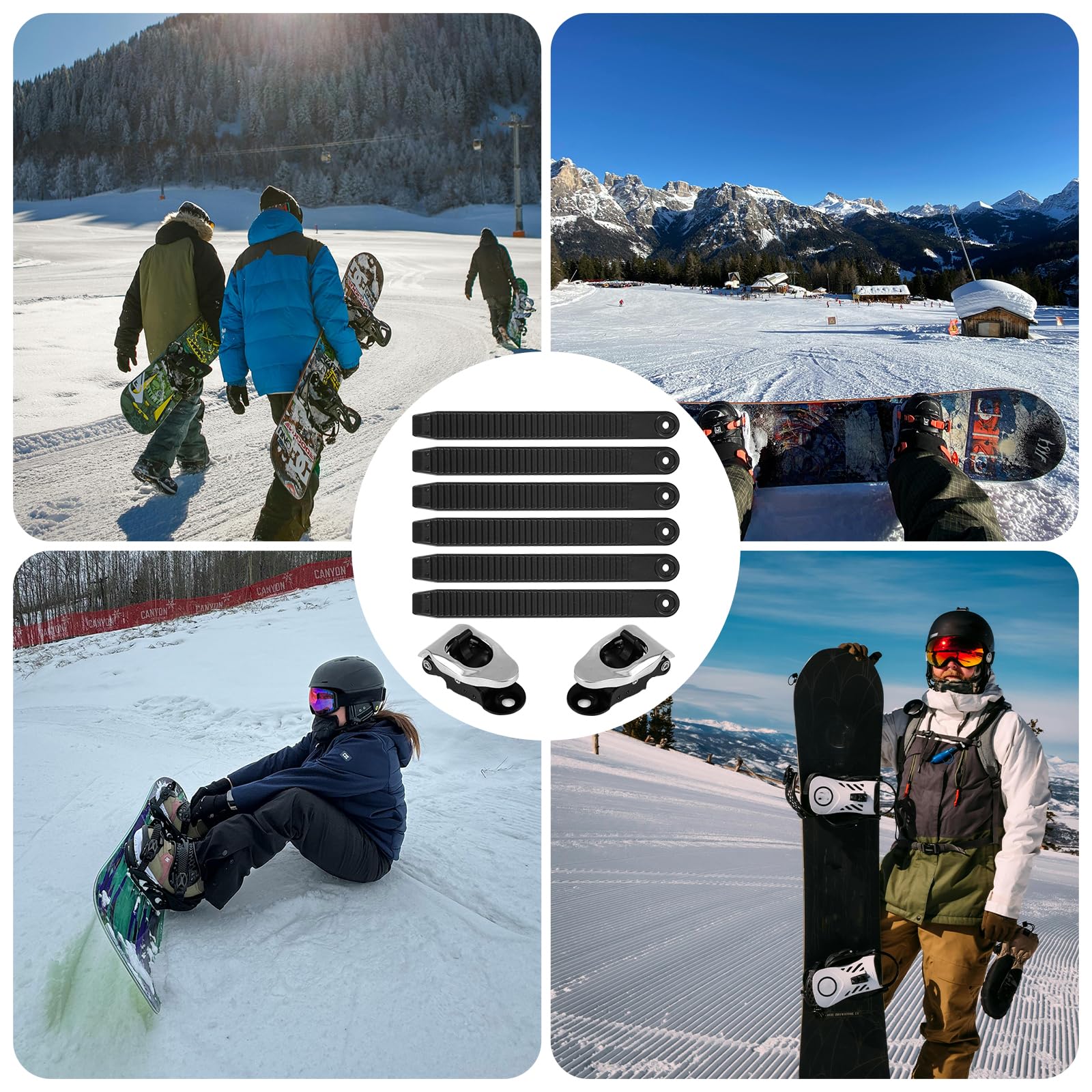Correas de Snowboard Gosknor 6uds con Hebillas, Correas de Sujeción Elástica para Fijación de Snowboard