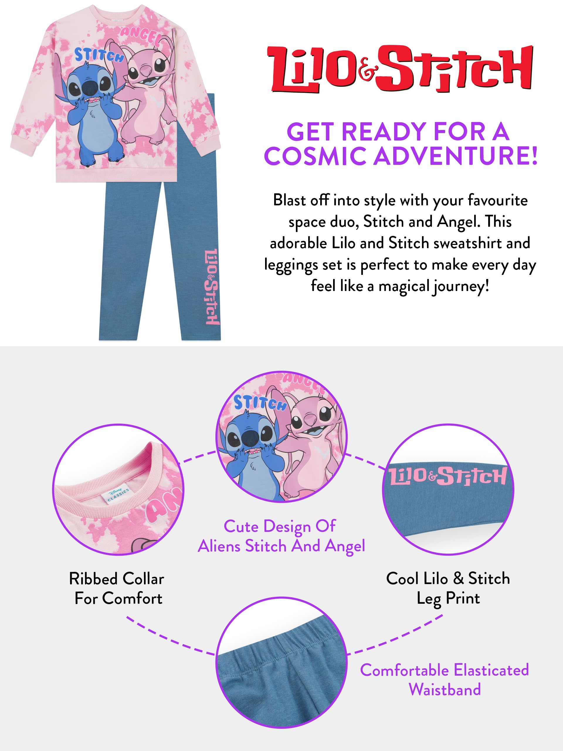 Legginsy I Bluza Disney Stitch 2 Częściowy | Stroje Stitch Dla Dziewczynek | Ubrania Stitch Dla Dziewczynek