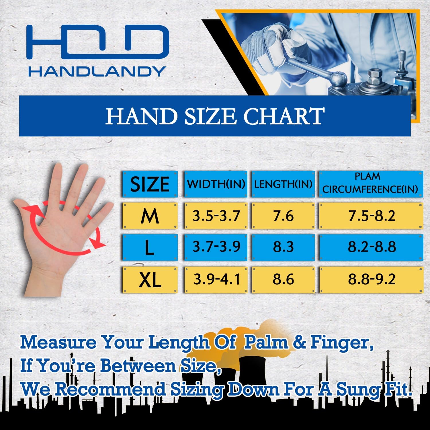 HANDLANDY Anti Vibration Gloves, SBR Padding, TPR Protector, Mechanic Work Gloves
