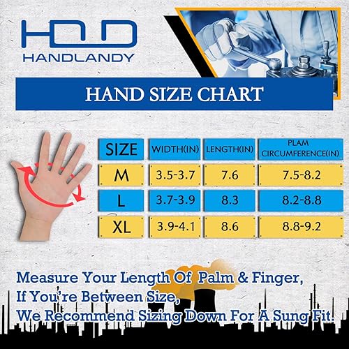 Vista 40 de HANDLANDY Guantes antivibración, acolchado SBR, protector TPR, guantes de trabajo mecánico (L, negro)