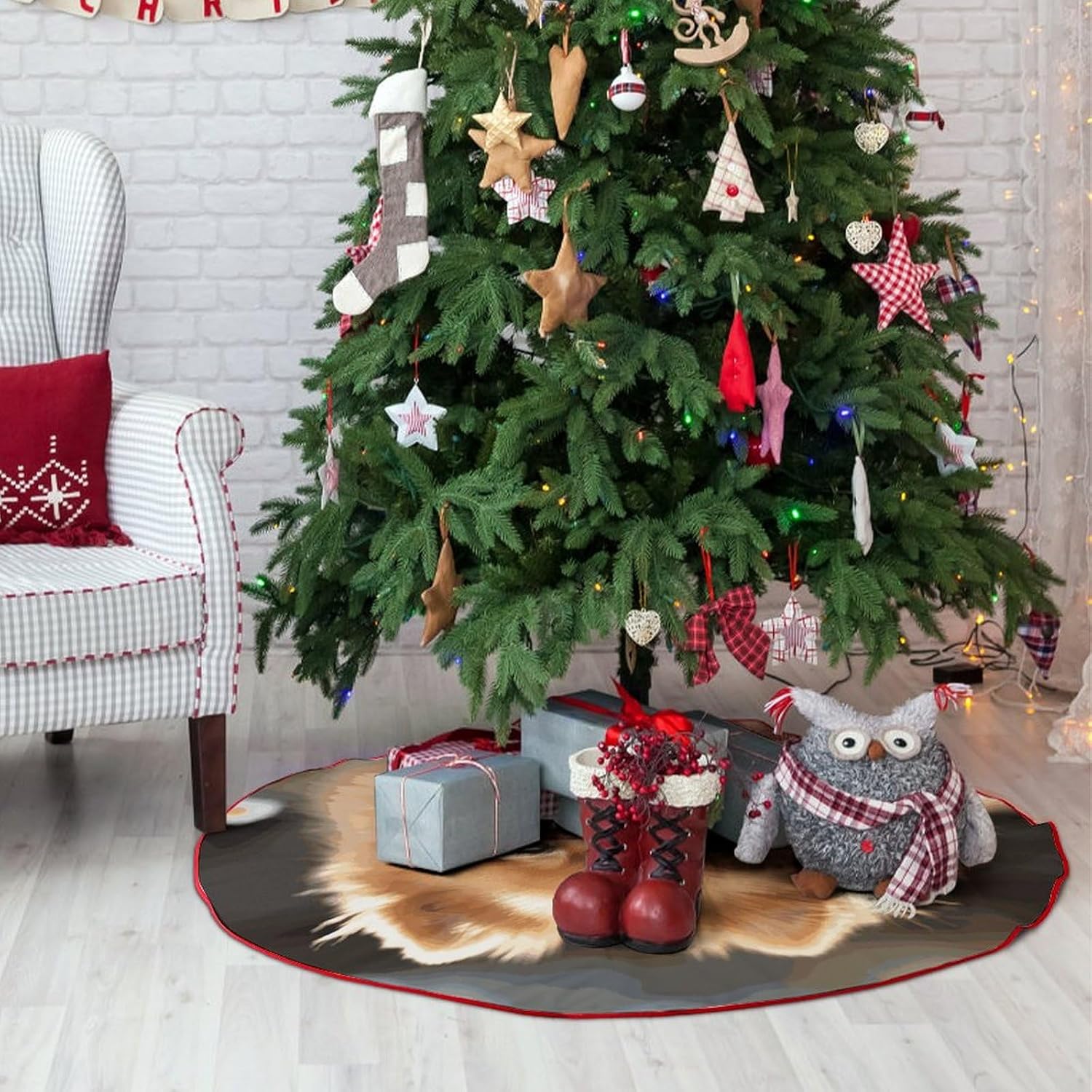 Christmas Tree SkirtPomeranian Dogclassic Fashion Tree Skirt Painted Multifunctional Christmas Tree Skirt