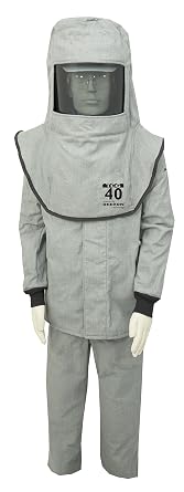 Oberon Company IFR4B-3XL Arc40 Suit Set-Hood, Coat and Bib, HRC 4, 40 Calorie/cm2 ATPV, 3X-Large, Green/Grey