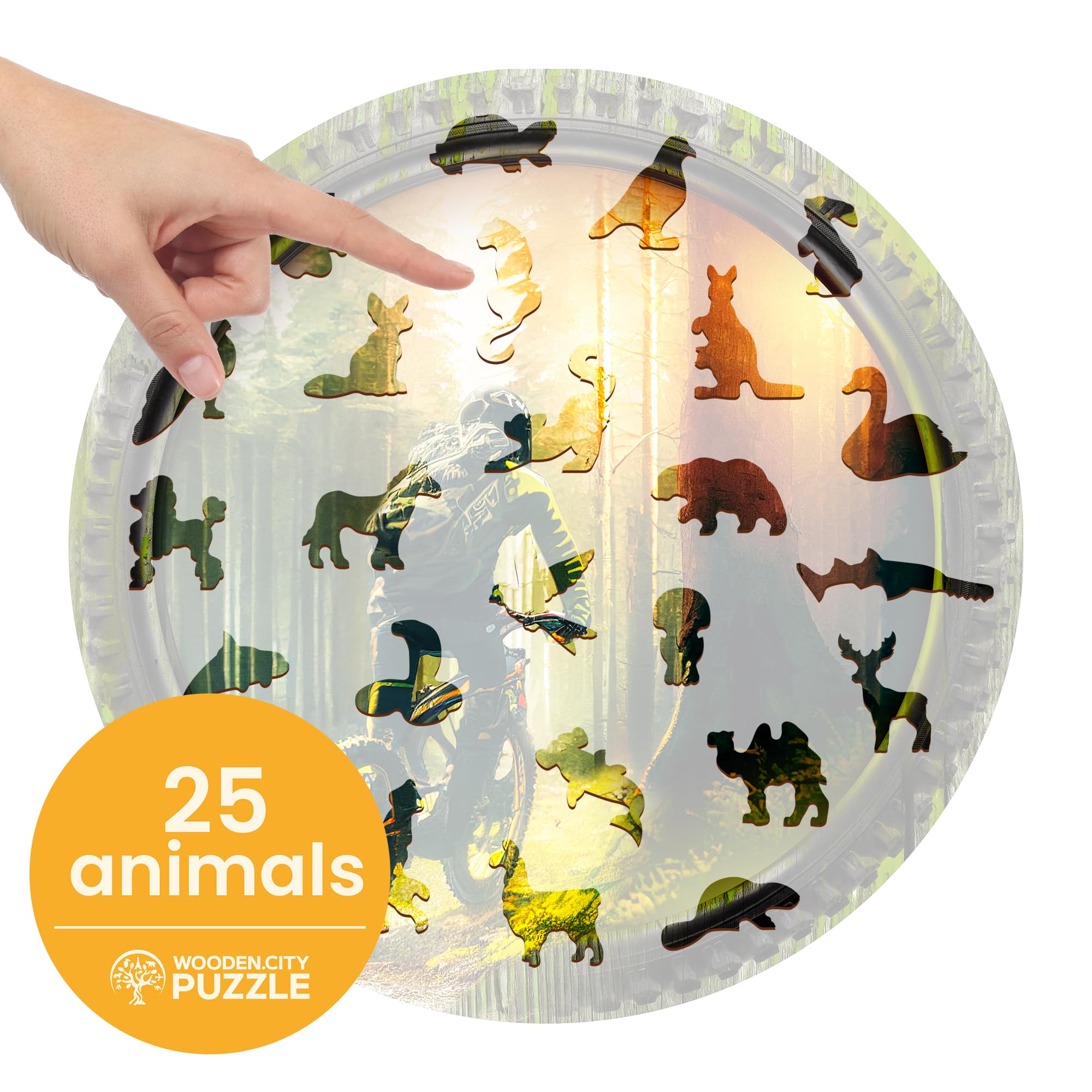 Wooden.City Holzpuzzles Fahrrad im Wald 250 Teile - Lebendige Holzpuzzles für Erwachsene - Herausfordernde Holzschnittpuzzles - Tierförmige Puzzles - Einzigartige Mosaik-Holzpuzzle für Erwachsene