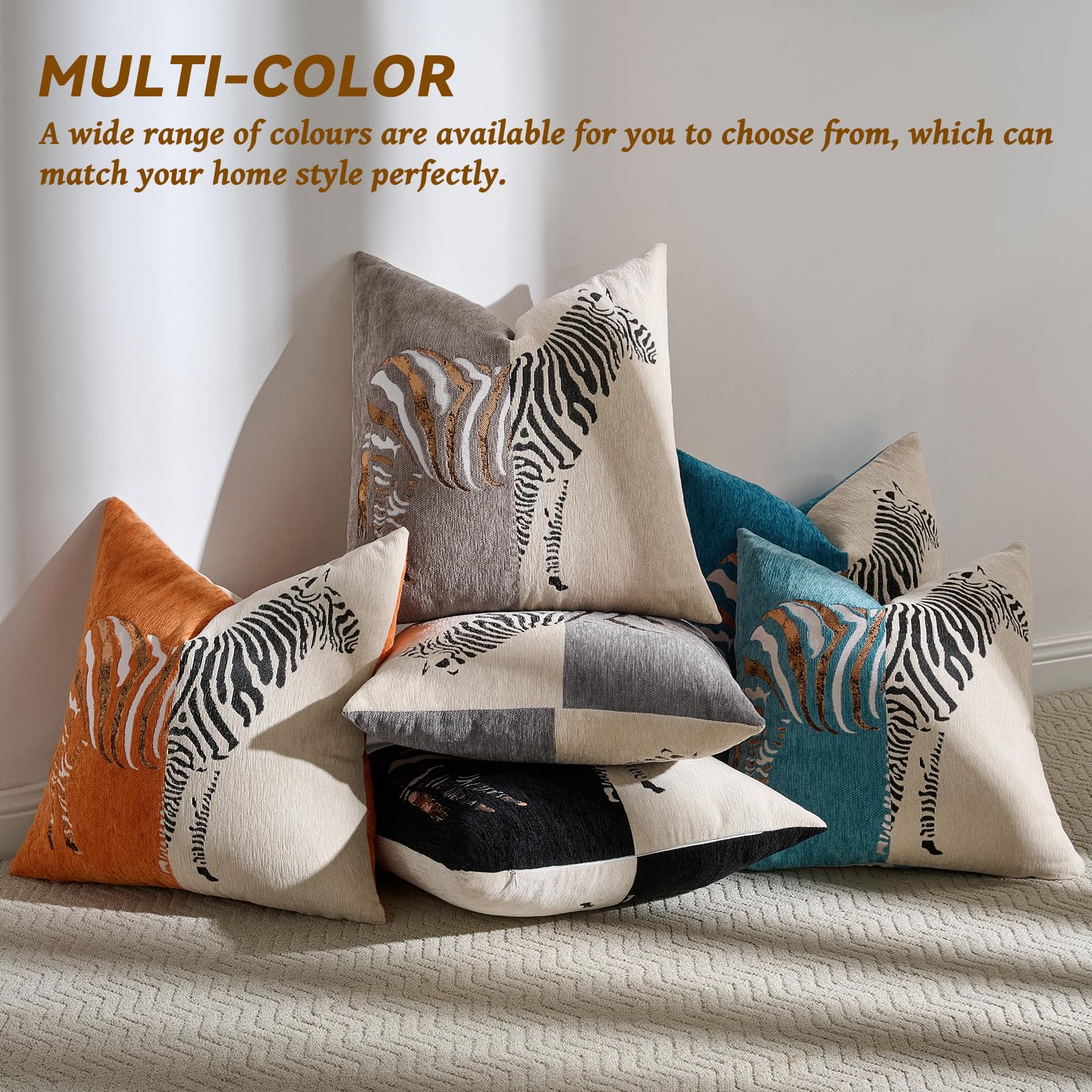 2 Chenille-Kissenbezüge Im Zebra-Patchwork-Design – Weich & Dekorativ Für Sofa & Bett