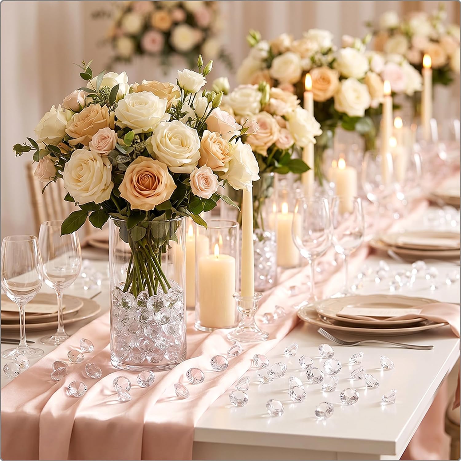 200 Pcs Fake Diamonds Plastic Gems Vase Fillers for Centerpieces