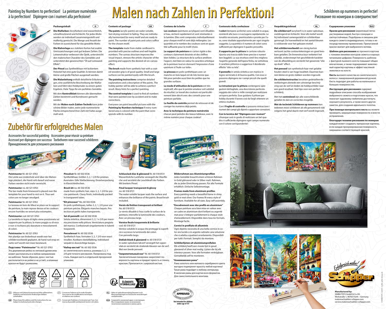 MNZ - Kuba Nostalgie: Schipper - Meisterklasse Triptychon - Malen nach Zahlen
