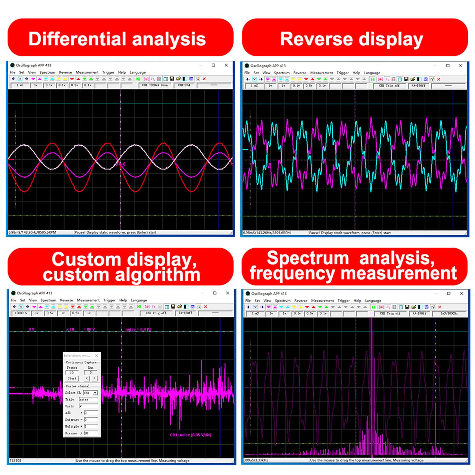 ET601 PC USB Virtueller 5-Kanal-Datenlogger, 0 Hz-50 KHz Frequenz, 150 KHz Abtastrate, Tragbarer Digitaler Speicher für Schaltkreistests, Analysen, Elektronische Technische Geräte,