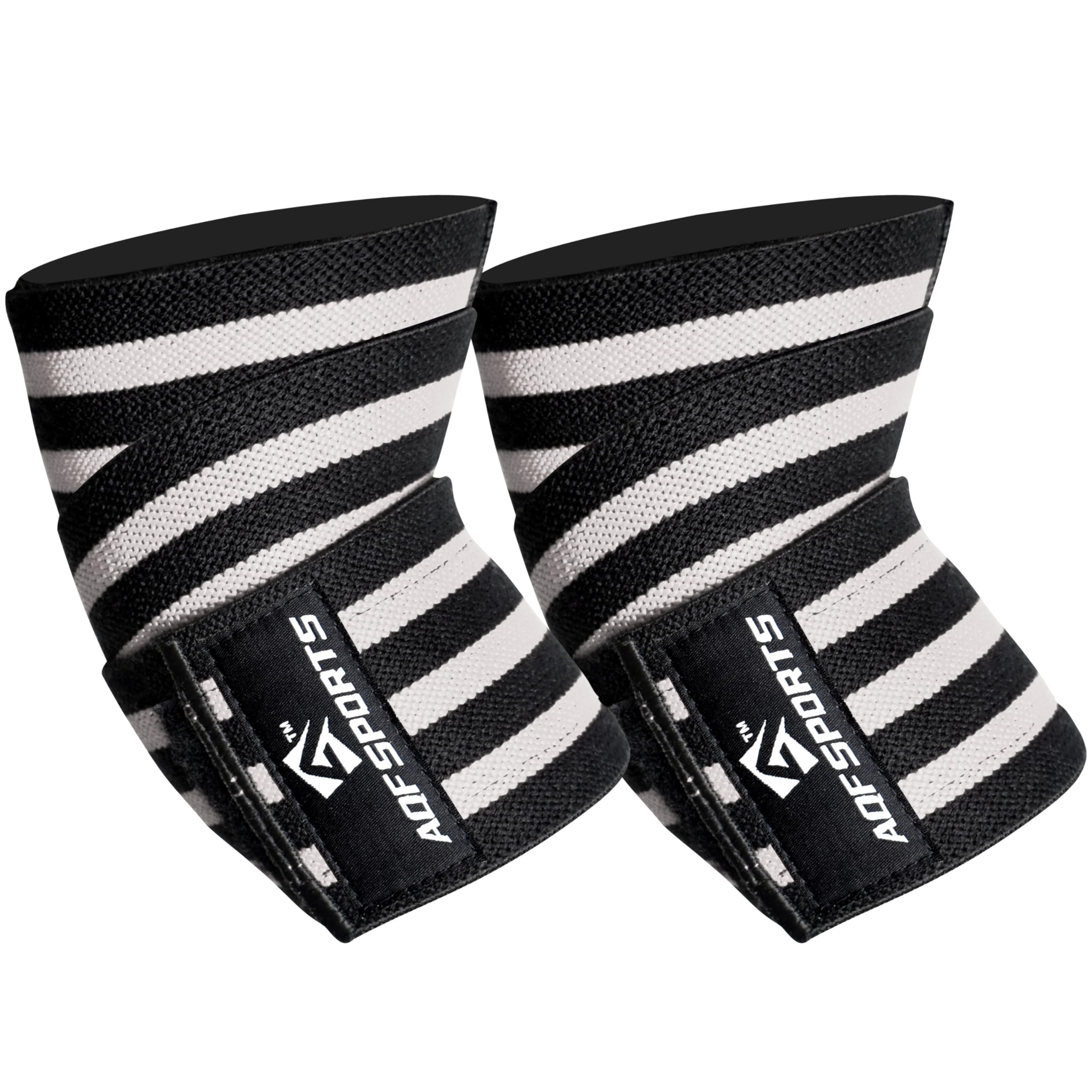 AQF Elbow Wraps for Weightlifting Gym Elbow Support - Heavy Duty 40" Elasticated Elbow Sleeves Straps for Powerlifting, Bodybuilding, Training & Bench Press (Pair) (Blk & Wht)