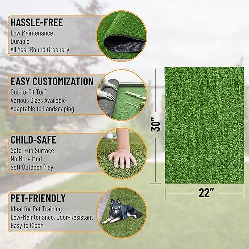 Miniatura 2 de Ottomanson Alfombra de césped artificial de 22 x 30 pulgadas, para interiores y exteriores, con agujeros de drenaje, personalizable con opciones de