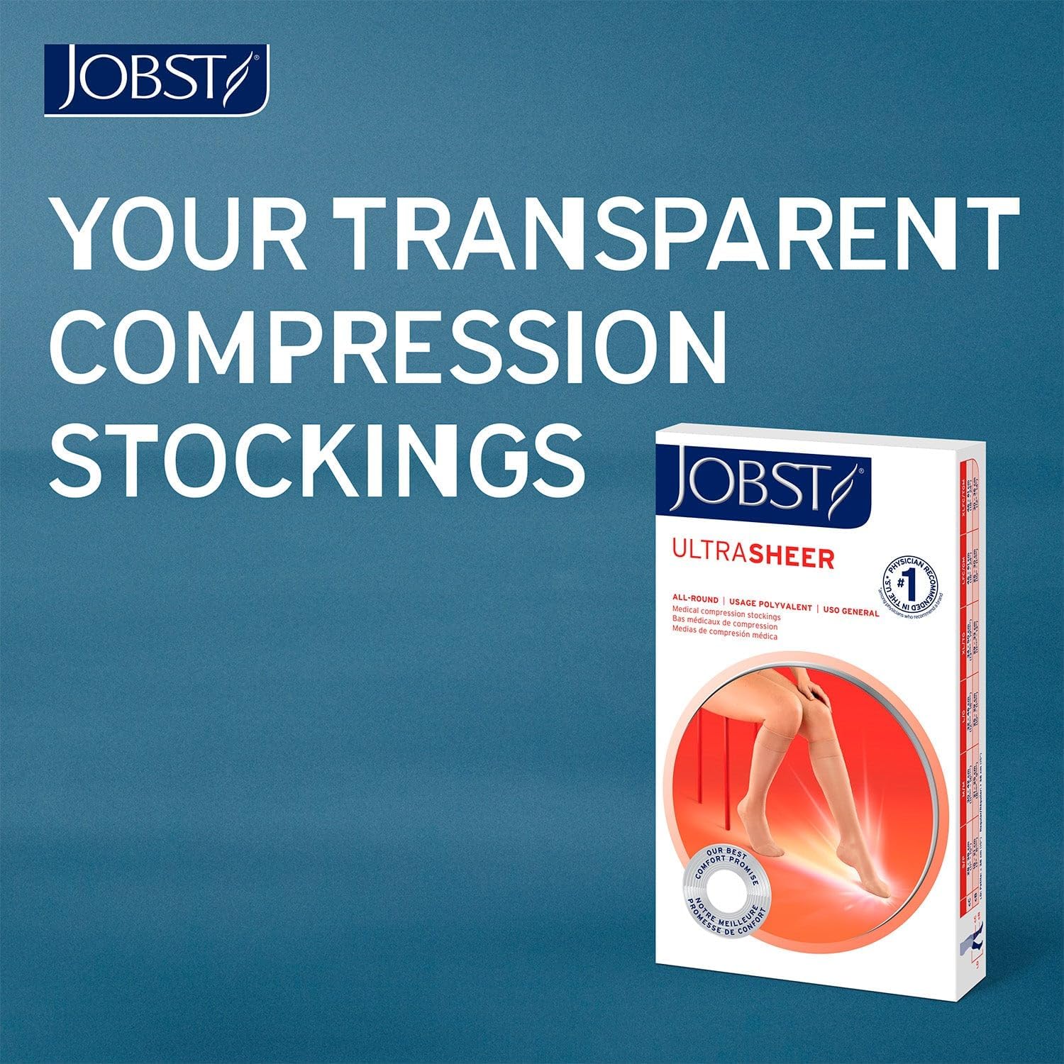 JOBST UltraSheer Knee High 15-20 mmHg Compression Stockings, Open Toe, X-Large, Sun Bronze